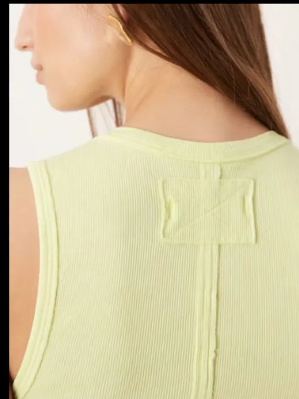 WE THE FREE PEOPLE NERIA V NECK TANK TOP RIBBED LEMON WATER YELLOW CITRON NEW XS
